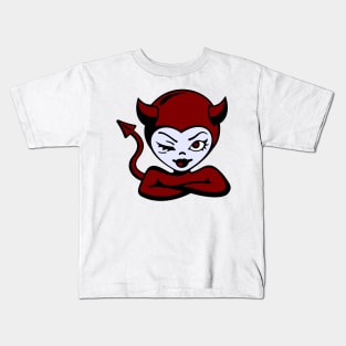 Cute Little Devil Girl Winking Kids T-Shirt